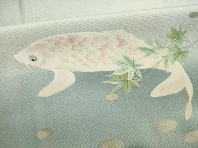 平和屋着物●染色作家　安達華生　訪問着　鯉　藤花房　正絹　逸品　AABA7958ck