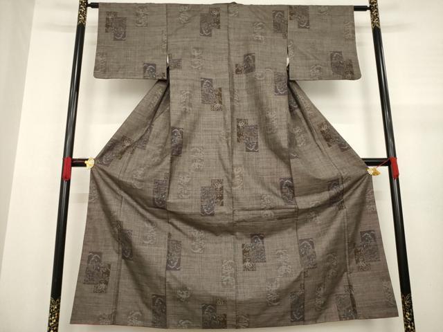 平和屋着物●本場大島紬 カタス9マルキ 短冊花文 正絹 逸品 AABA7962ck