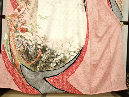 平和屋着物●豪華振袖 絞り 花車文 正絹 逸品 AABA7965ck