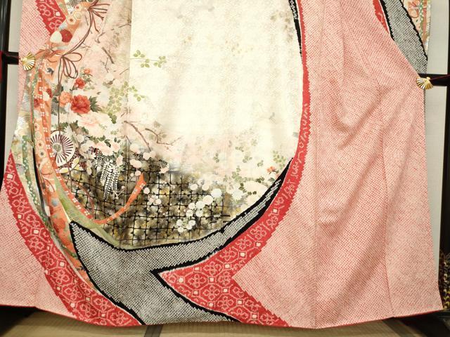 平和屋着物●豪華振袖 絞り 花車文 正絹 逸品 AABA7965ck