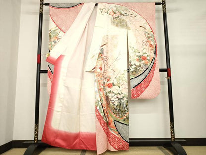 平和屋着物●豪華振袖 絞り 花車文 正絹 逸品 AABA7965ck