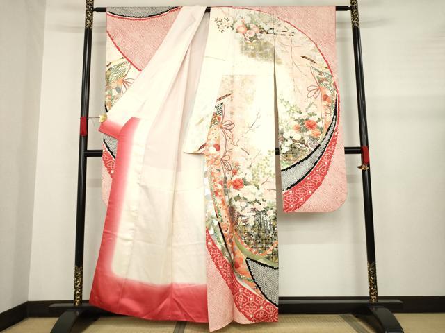 平和屋着物●豪華振袖 絞り 花車文 正絹 逸品 AABA7965ck