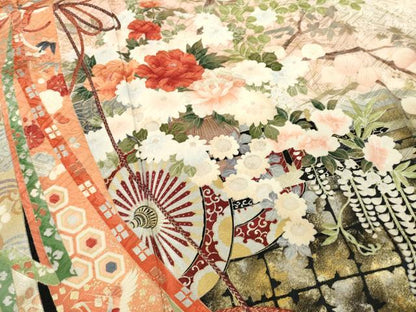平和屋着物●豪華振袖 絞り 花車文 正絹 逸品 AABA7965ck