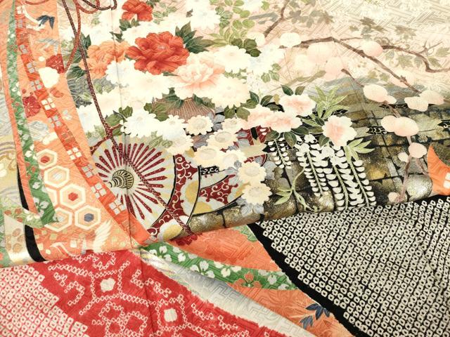 平和屋着物●豪華振袖 絞り 花車文 正絹 逸品 AABA7965ck