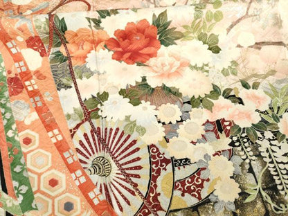 平和屋着物●豪華振袖 絞り 花車文 正絹 逸品 AABA7965ck