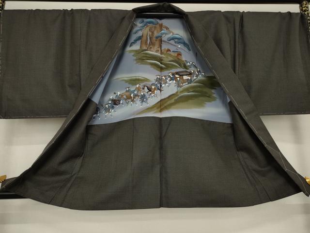 平和屋着物●男性 紬 アンサンブル 亀甲文様 正絹 逸品 未使用 AABA7966ck