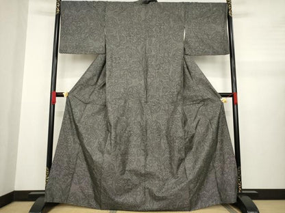 平和屋着物●本場大島紬 カタス9マルキ 草花文 正絹 逸品 AABA7971ck