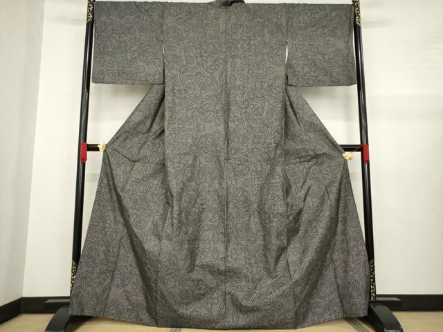 平和屋着物●本場大島紬 カタス9マルキ 草花文 正絹 逸品 AABA7971ck