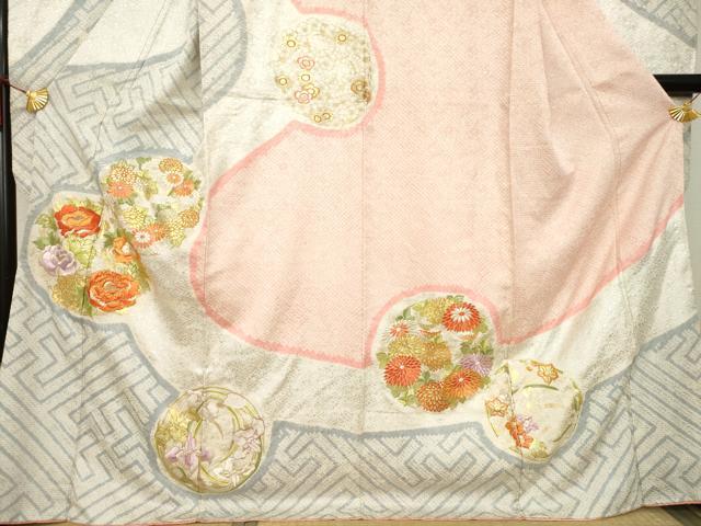 平和屋着物●豪華振袖 絞り 流水花丸文 正絹 逸品 AABA7973ck