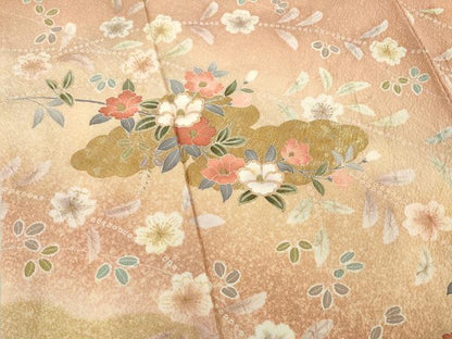平和屋着物●訪問着　友禅　枝花文　暈し染め　正絹　逸品　AABA7978ck