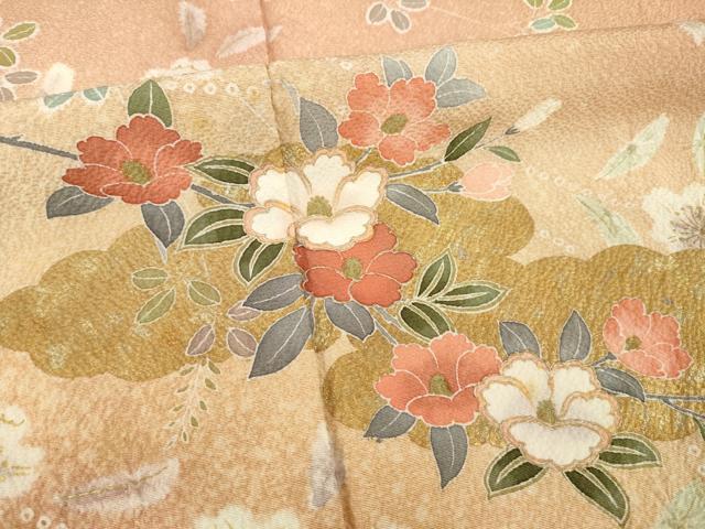 平和屋着物●訪問着　友禅　枝花文　暈し染め　正絹　逸品　AABA7978ck