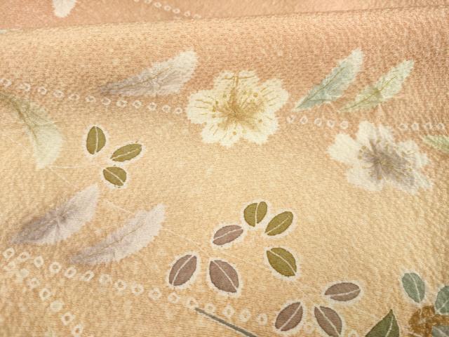 平和屋着物●訪問着　友禅　枝花文　暈し染め　正絹　逸品　AABA7978ck