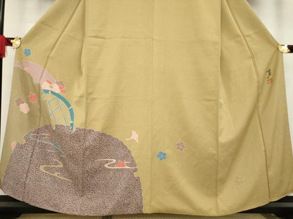 平和屋着物●染色の魔術師 染乃座・大久保玄才 そめのざ玄才 訪問着 雪輪花籬文 金彩 正絹 逸品 AABA7980ck