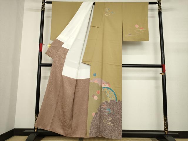 平和屋着物●染色の魔術師 染乃座・大久保玄才 そめのざ玄才 訪問着 雪輪花籬文 金彩 正絹 逸品 AABA7980ck