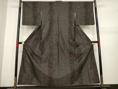 平和屋着物●本場大島紬 花蔦草間道 正絹 逸品 AABA7983ck