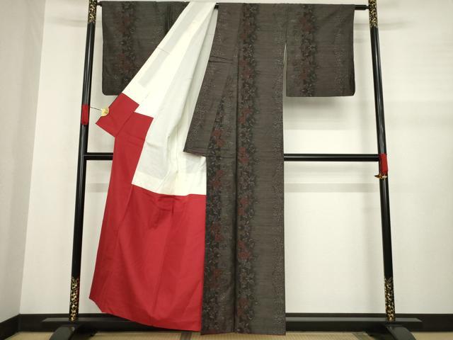 平和屋着物●本場大島紬 花蔦草間道 正絹 逸品 AABA7983ck
