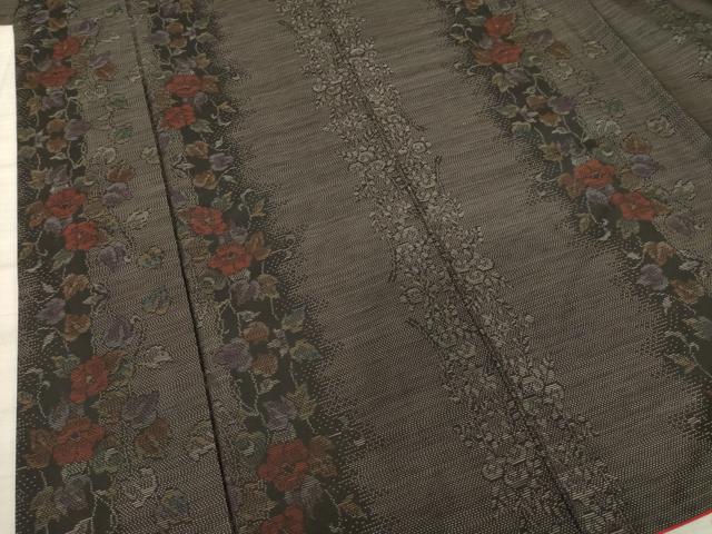平和屋着物●本場大島紬 花蔦草間道 正絹 逸品 AABA7983ck