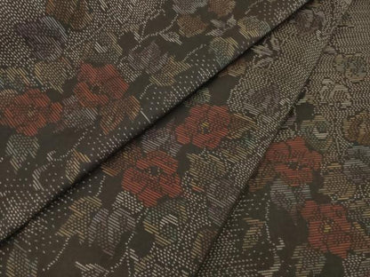 平和屋着物●本場大島紬 花蔦草間道 正絹 逸品 AABA7983ck