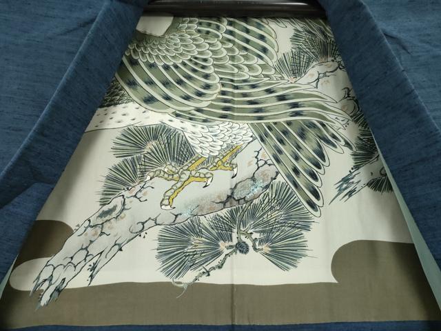 平和屋着物●男性 紬 アンサンブル 色無地 藍鉄色 正絹 逸品 AABA7989ck