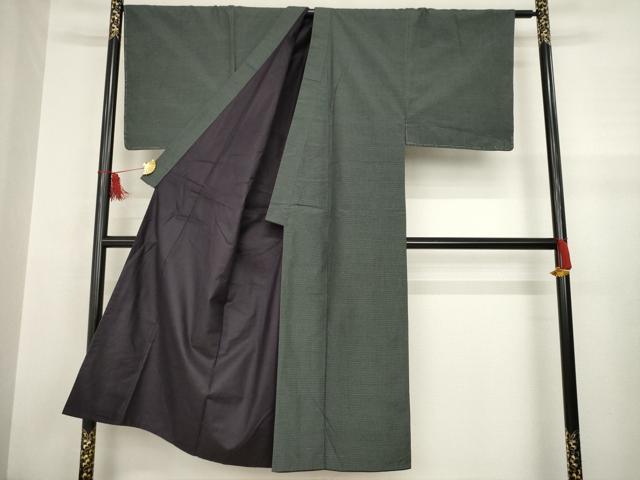 平和屋着物●男性　本場大島紬　アンサンブル　格子　正絹　逸品　AABA7990ck