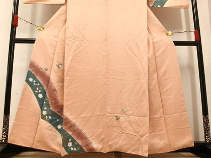 平和屋着物●訪問着　絞り　草花文　暈し染め　金彩　三越扱い　正絹　逸品　AABA8167ph