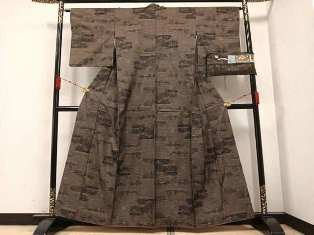 平和屋着物●本場大島紬 カタス7マルキ 草花文 正絹 逸品 AABA8174ph