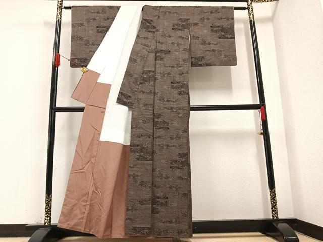 平和屋着物●本場大島紬 カタス7マルキ 草花文 正絹 逸品 AABA8174ph