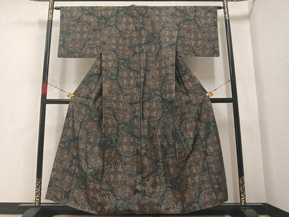 平和屋着物●本場大島紬　一元7マルキ　総絣　狩猟文　正絹　逸品　AABA8201ph
