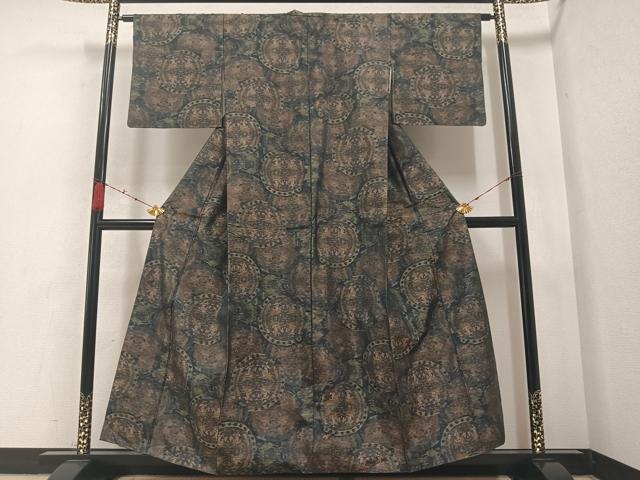 平和屋着物●本場大島紬　一元7マルキ　総絣　狩猟文　正絹　逸品　AABA8201ph