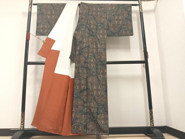 平和屋着物●本場大島紬　一元7マルキ　総絣　狩猟文　正絹　逸品　AABA8201ph