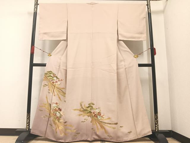 平和屋着物●豪華色留袖 刺繍 松竹梅束ね熨斗文 暈し染め 金彩 正絹 逸品 AABA8205ph