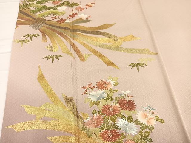 平和屋着物●豪華色留袖 刺繍 松竹梅束ね熨斗文 暈し染め 金彩 正絹 逸品 AABA8205ph
