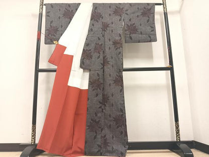 平和屋着物●本場大島紬　一元7マルキ　草花文　正絹　逸品　AABA8206ph