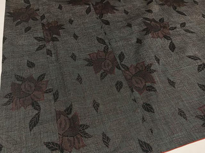 平和屋着物●本場大島紬　一元7マルキ　草花文　正絹　逸品　AABA8206ph