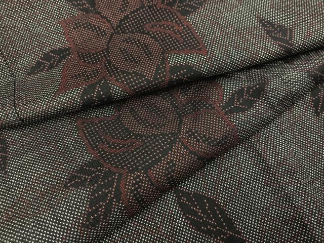 平和屋着物●本場大島紬　一元7マルキ　草花文　正絹　逸品　AABA8206ph