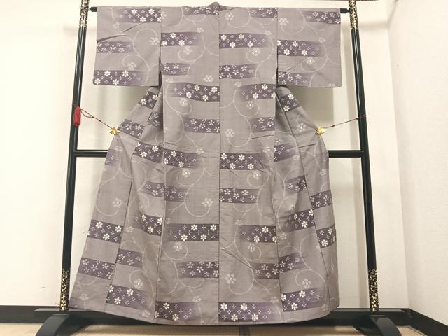 平和屋着物●上質な紬　花尽くし　正絹　逸品　AABA8212ph