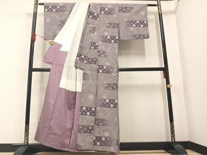 平和屋着物●上質な紬　花尽くし　正絹　逸品　AABA8212ph