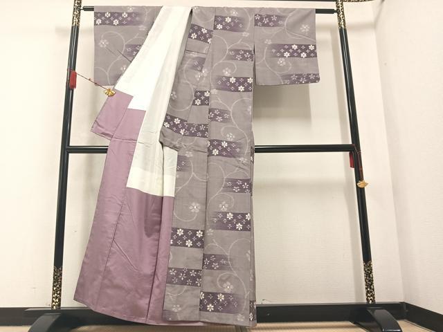 平和屋着物●上質な紬　花尽くし　正絹　逸品　AABA8212ph
