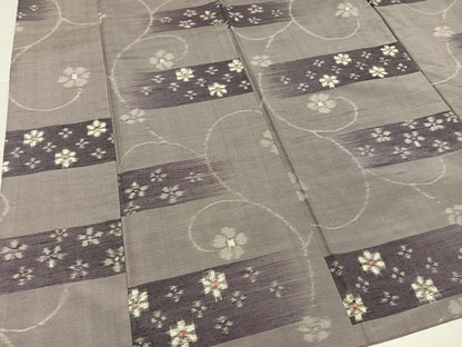 平和屋着物●上質な紬　花尽くし　正絹　逸品　AABA8212ph