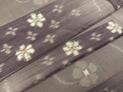 平和屋着物●上質な紬　花尽くし　正絹　逸品　AABA8212ph