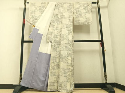 平和屋着物●本場大島紬 カタス9マルキ 色紙人物花文 正絹 逸品 AABA8213ph