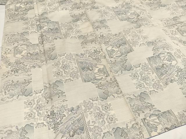 平和屋着物●本場大島紬 カタス9マルキ 色紙人物花文 正絹 逸品 AABA8213ph