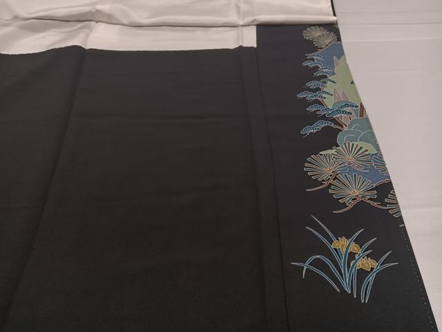 平和屋着物●豪華黒留袖 友禅 作家物 群れ鶴風景草花文 正絹 逸品 AABA8218ph