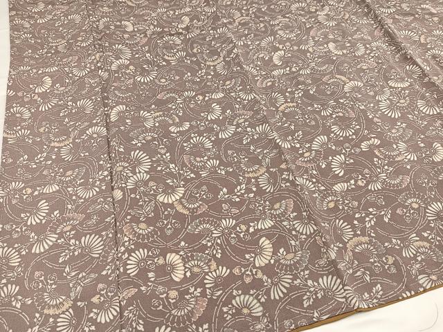 平和屋着物●上質な小紋 型染め 花蝶文 鬼しぼ縮緬 正絹 逸品 未使用 AABA8219ph