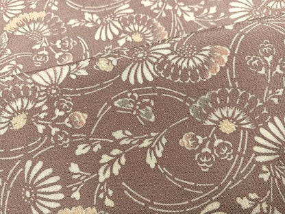 平和屋着物●上質な小紋 型染め 花蝶文 鬼しぼ縮緬 正絹 逸品 未使用 AABA8219ph