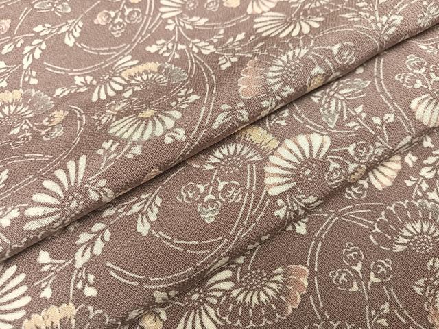 平和屋着物●上質な小紋 型染め 花蝶文 鬼しぼ縮緬 正絹 逸品 未使用 AABA8219ph