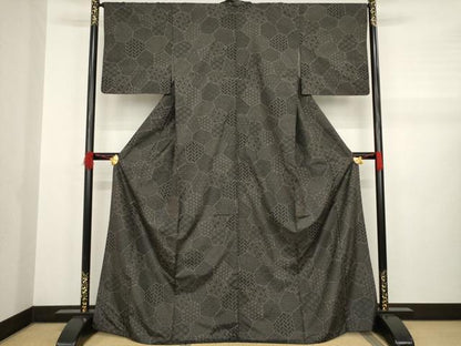 平和屋着物●本場染大島紬　切嵌文　正絹　逸品　AABA8252ck