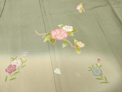 平和屋着物●訪問着 友禅 流水花文 暈し染め 金彩 正絹 逸品 AABA8264ck