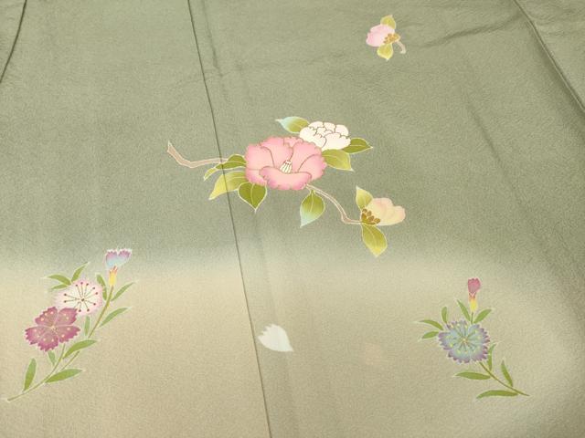 平和屋着物●訪問着 友禅 流水花文 暈し染め 金彩 正絹 逸品 AABA8264ck
