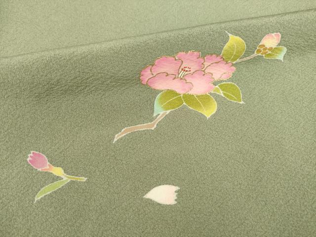 平和屋着物●訪問着 友禅 流水花文 暈し染め 金彩 正絹 逸品 AABA8264ck